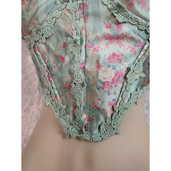 Dolls Kill Sugar Thrillz Scandal Sheet Mint Green Lace Up Corset Bustier Small - Picture 3 of 15